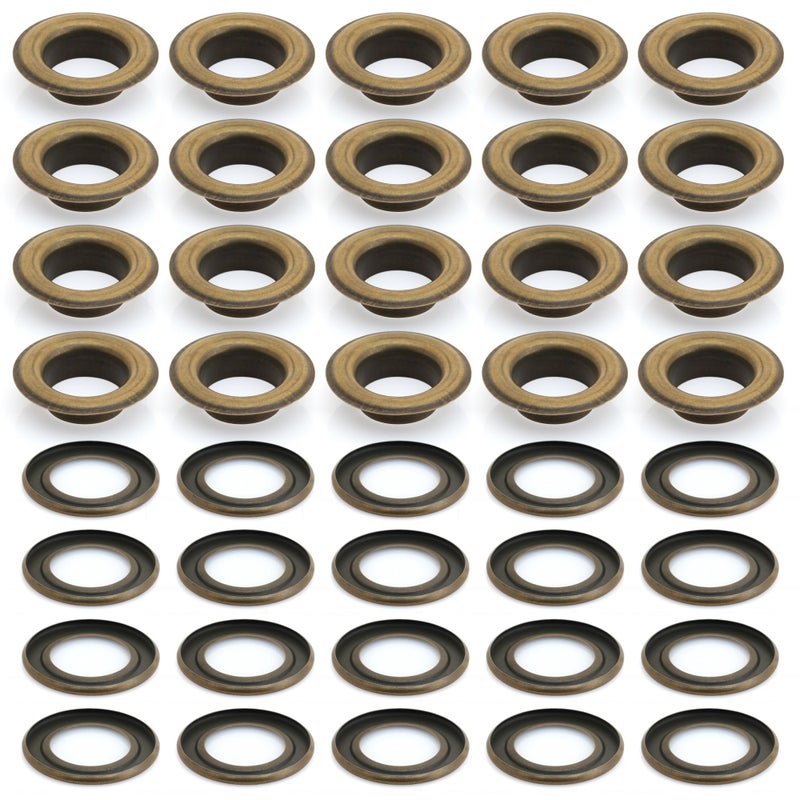 CRAFTMEMORE 3/4" (19MM) ID Grommets Eyelets with Washers for Clothes, Leather, Canvas Pack of 25 Sets (Antique Brass) - Image 2